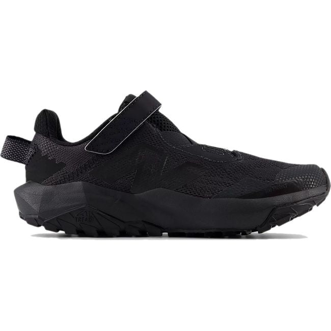 Lateral side of New Balance Little Kids' DynaSoft Nitrel V6 Trail Running Shoe in all black