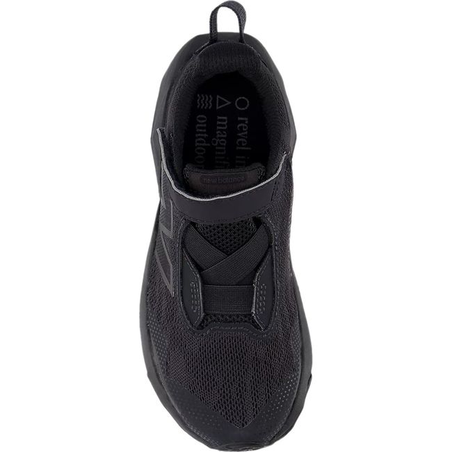 Velcro upper of New Balance Little Kids' DynaSoft Nitrel V6 Trail Running Shoe in all black