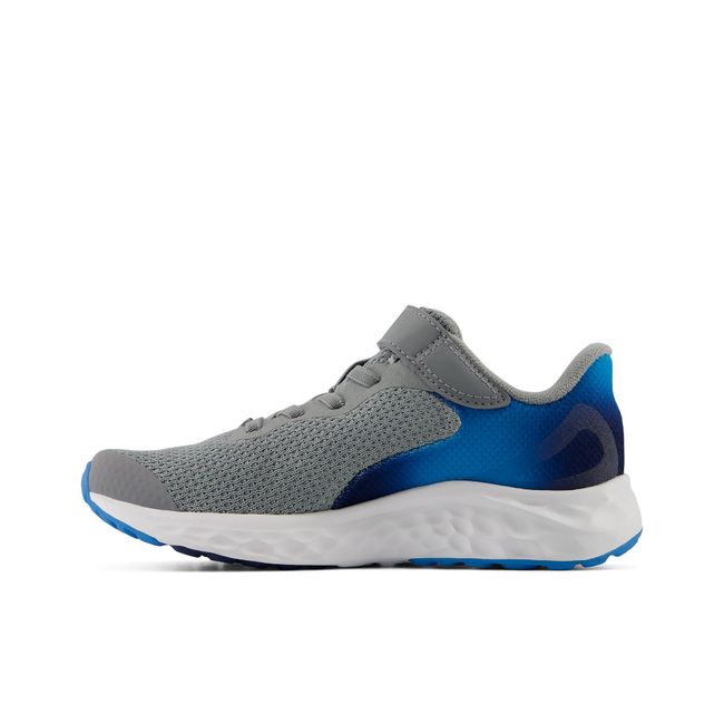 Medial profile of New Balance Kids' Fresh Foam Arishi V4 in slate grey and navy