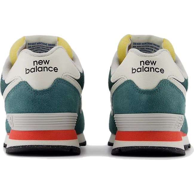 Heels of New Balance Little Kids 574 Lifestyle Shoes in New Spruce green and Blast Red