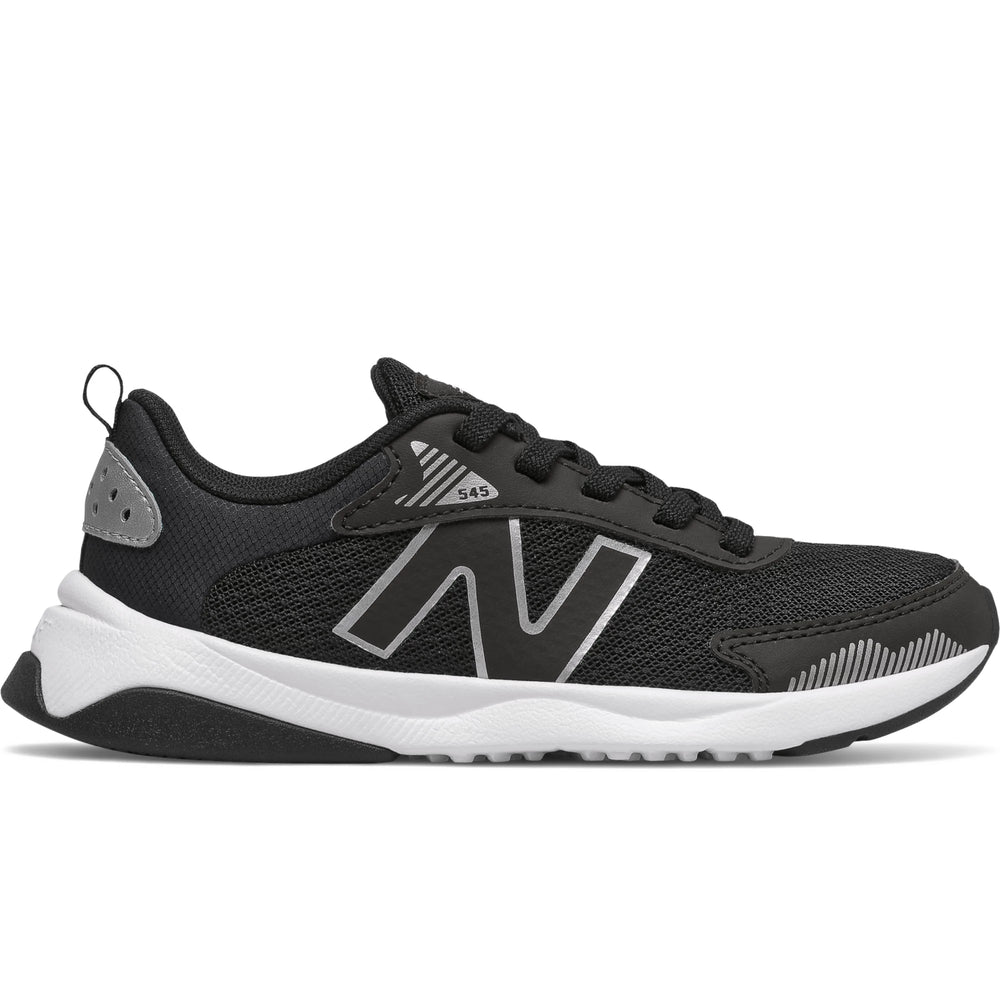 Side of New Balance Kids' DynaSoft 545 running shoe in Black