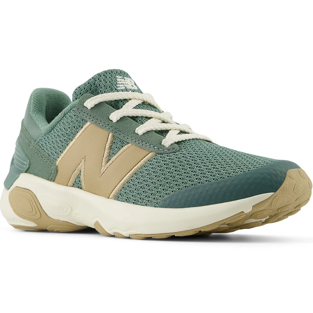 Front angle of New Balance Kids' 1440 running shoe in Juniper/Incense/Angora