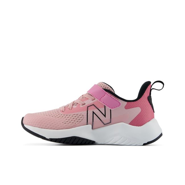 Medial profile of the New Balance Rave Run v2 in blush pink with a white midsole