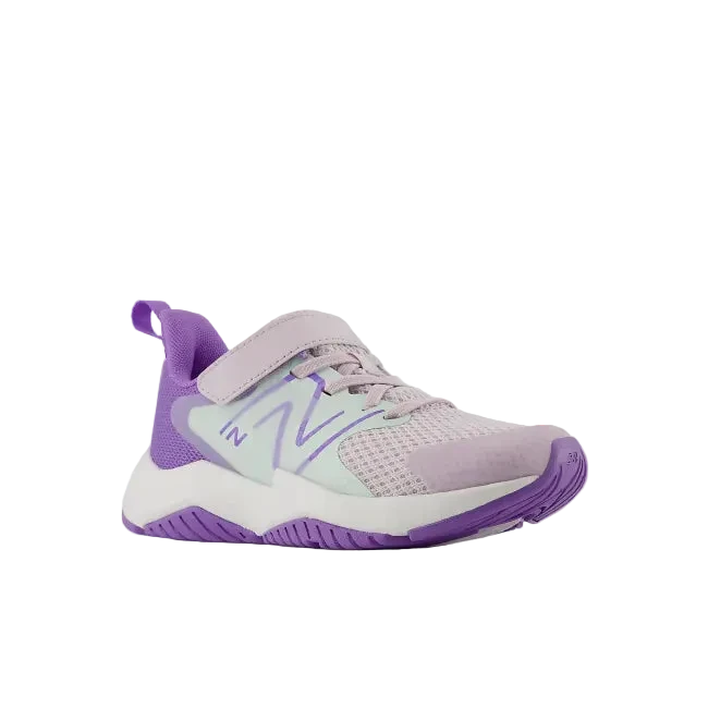 Angle side view of New Balance RAV V2 kids&