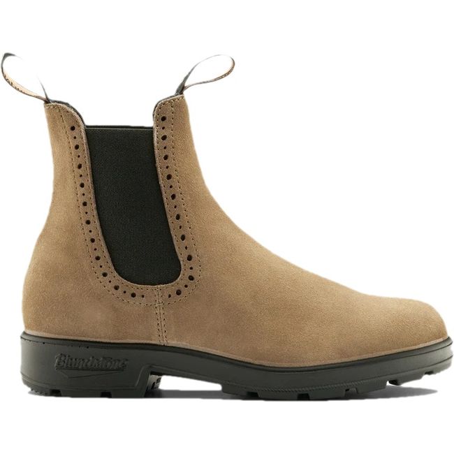 Lateral side of Blundstone Women's Originals 2516 Chelsea Boot in Dark Mushroom Suede