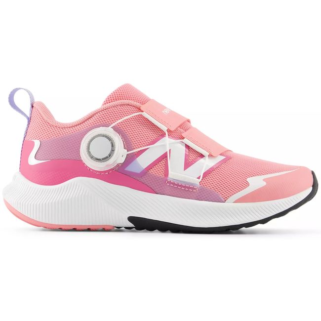 New Balance DynaSoft Reveal v4 BOA kids sneaker in coral pink with a dial closure