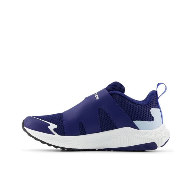 New Balance DynaSoft Reveal V4 BOA kids shoe in blue, medial profile.