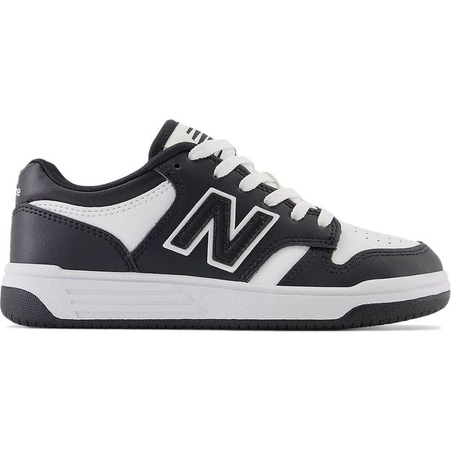 New Balance Kids' 480 Lifestyle Shoe Black/White PSB480BW