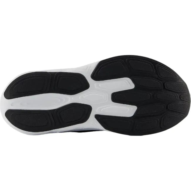 Sole of Little Kids New Balance Fresh Foam 625 Running Shoe in black with white sole and black tread