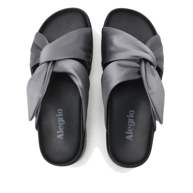 Alegria Rylie Slide Sandal in Gunmetal - top view
