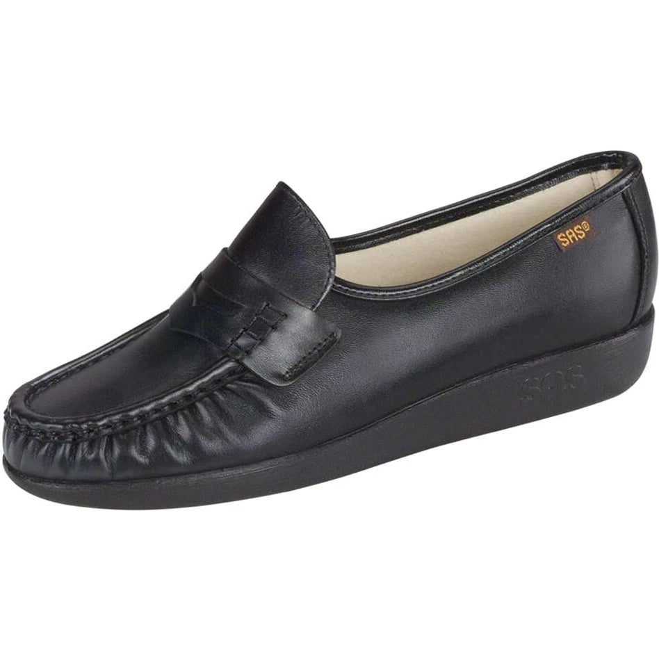 SAS Women's Classic Loafer in Black – three-quarter view