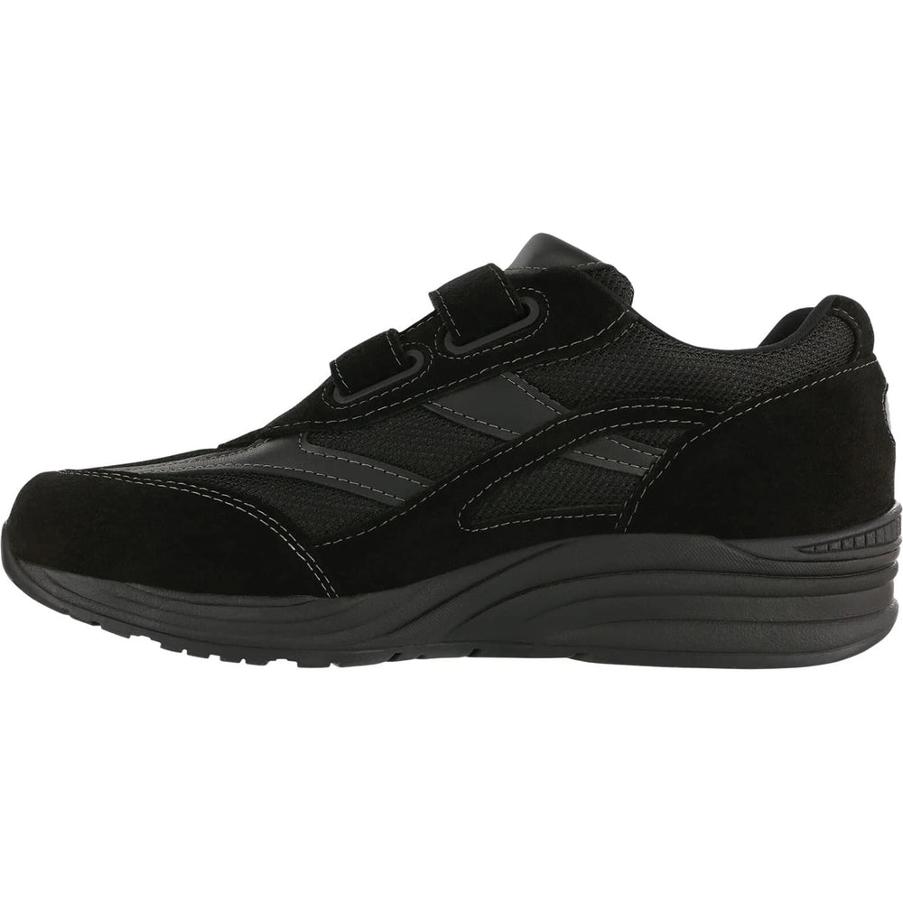 Three-quarter view of SAS Men's JV Mesh Walking Shoe in Black