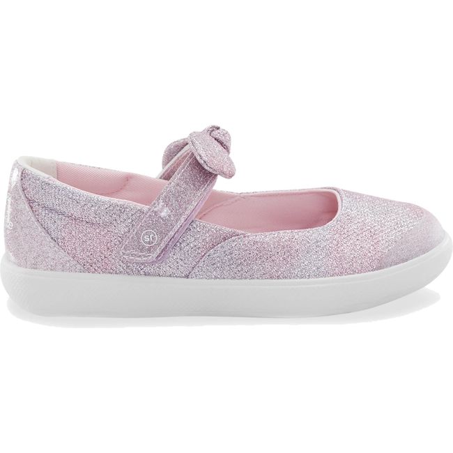 Lateral side of Toddler Stride Rite Selena Mary Jane Shoe in Pink Multi with velcro top strap