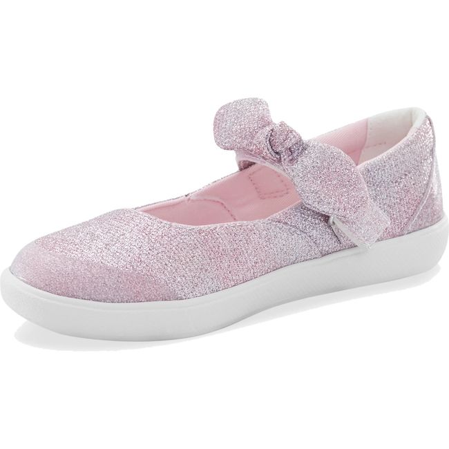 Medial side of Toddler Stride Rite Selena Mary Jane Shoe in Pink Multi with velcro top strap