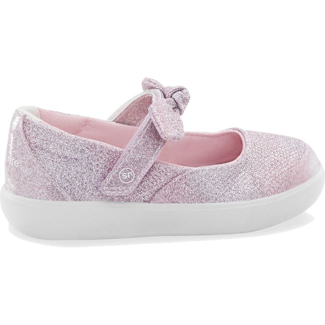 Lateral side of Little Kids Stride Rite Selena Mary Jane Shoe in Pink Multi with velcro top strap