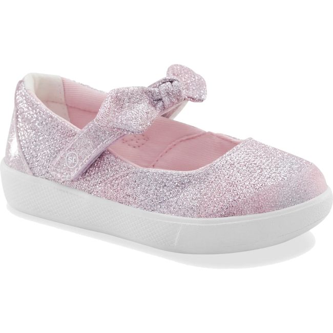 Front angled view of Little Kids Stride Rite Selena Mary Jane Shoe in Pink Multi 