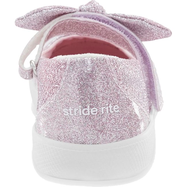 Heel of Little Kids Stride Rite Selena Mary Jane Shoe in Pink Multi with velcro top strap