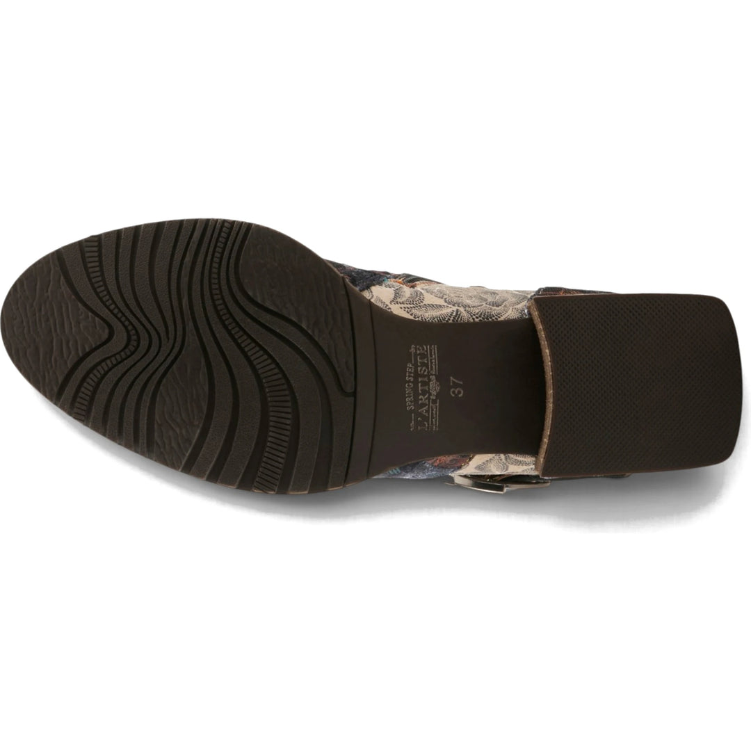 Sole of navy multi painted leather L&