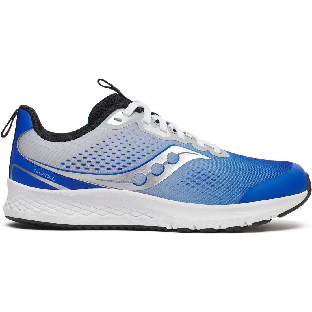 Side of Saucony Kids' Guide KDZ Sneaker (Little Kid/Youth) in Grey/Blue