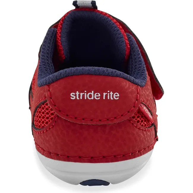 Heel of Infant Stride Rite Kids' Apollo Sneaker in Red with velcro