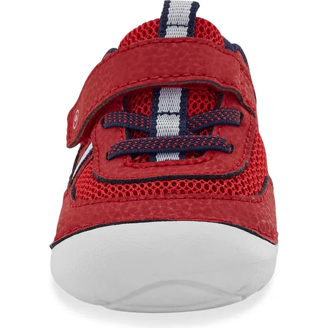 Front of Infant Stride Rite Kids' Apollo Sneaker in Red with velcro