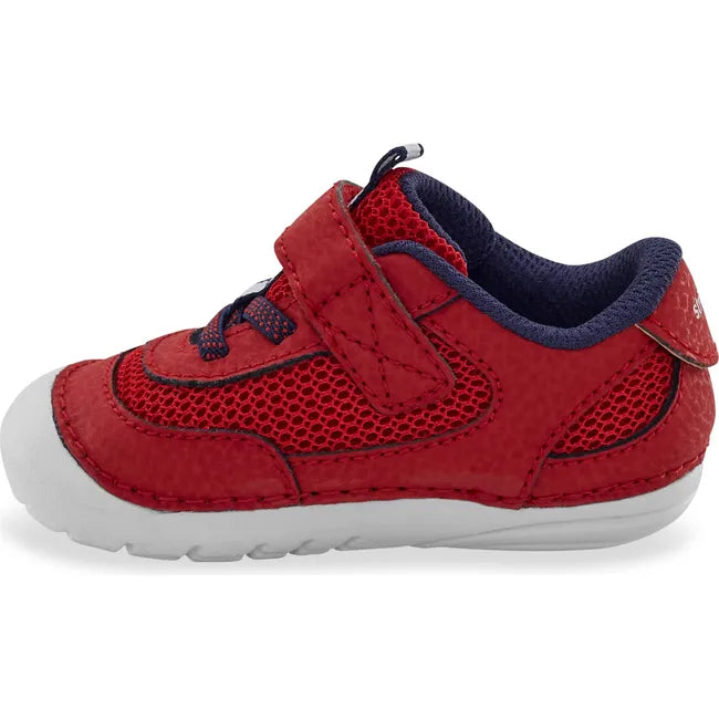 Medial side of Infant Stride Rite Kids' Apollo Sneaker in Red with velcro