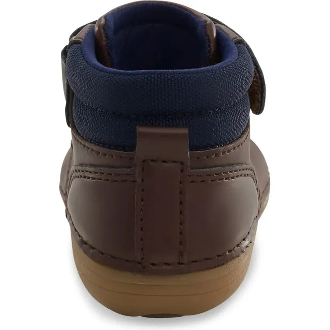 Heel of Kids Stride Rite Gannon Boot in brown leather
