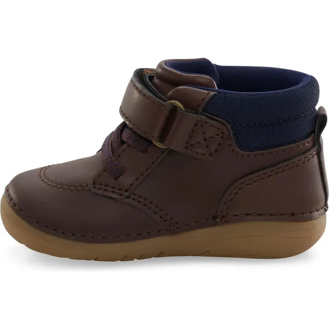 Medial side of Kids Stride Rite Gannon Boot in brown leather