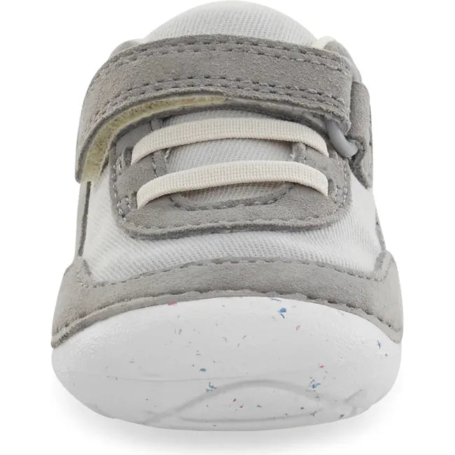Front of Infant Stride Rite Kids' Sprout Sneaker in Light Grey with velcro strap