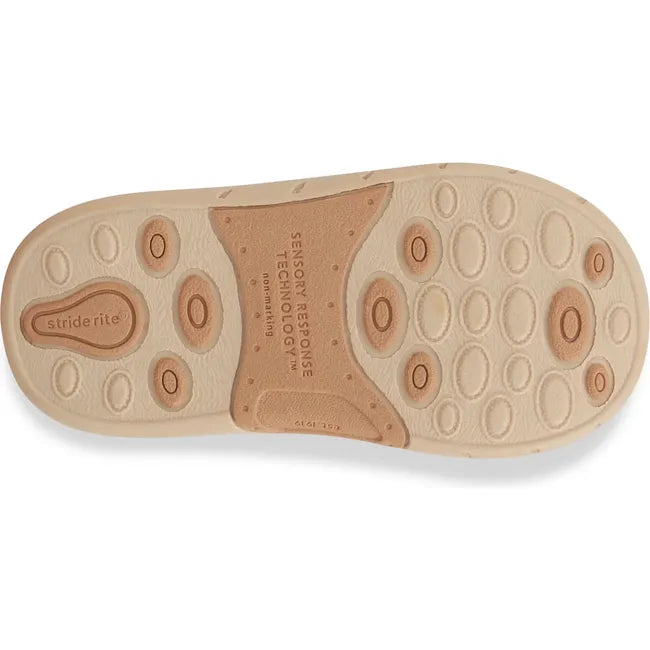 Sole of Stride Rite Baby Boot Quinn in hazel tan leather with a beige sole
