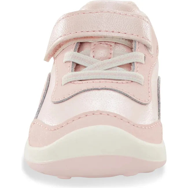 Front of Little Kids' Stride Rite Kids' Winslow 2.0 Sneaker in Blush Pink with velcro