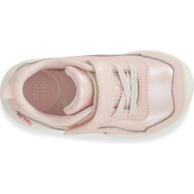 Upper of Little Kids' Stride Rite Kids' Winslow 2.0 Sneaker in Blush Pink with velcro