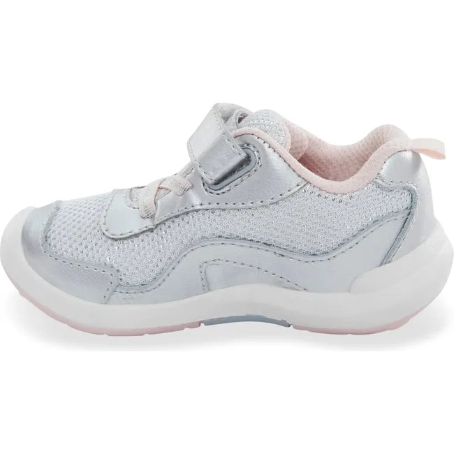 Medial side of Little Kids' Stride Rite Kids' Winslow 2.0 Sneaker in Silver with velcro