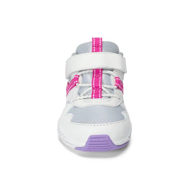 Front of Stride Rite Toddler Player 2.0 Sneaker in white Mesh with velcro adjustable strap