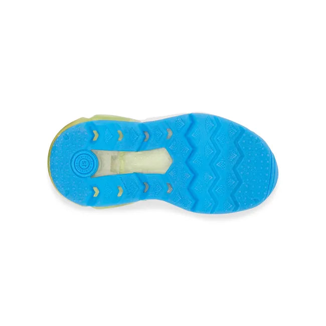 Blue sole of Stride Rite Toddler Lighted Phantom Sneaker in Blue Green Light Up