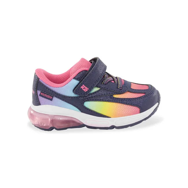 Lateral side of Stride Rite Toddler Lighted Phantom Sneaker in Rainbow Light Up