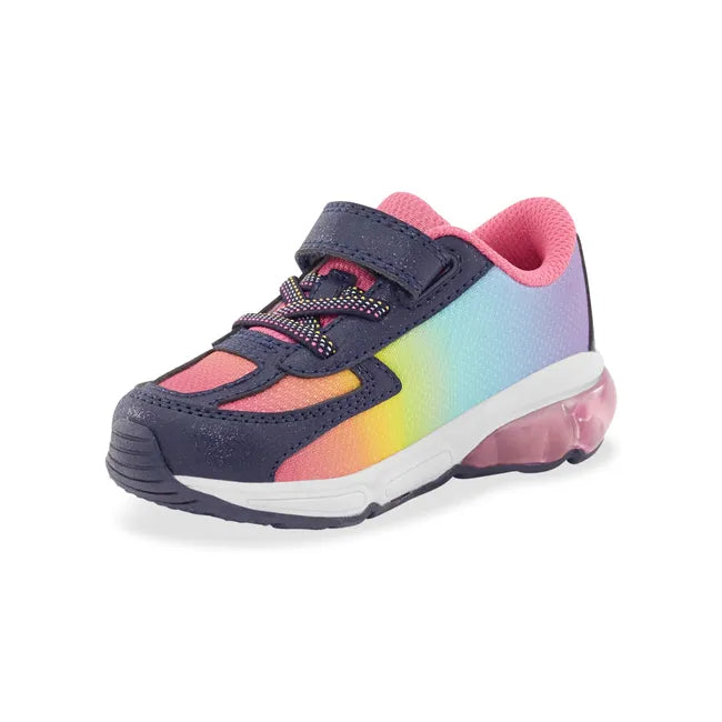 Medial side of Stride Rite Toddler Lighted Phantom Sneaker in Rainbow Light Up
