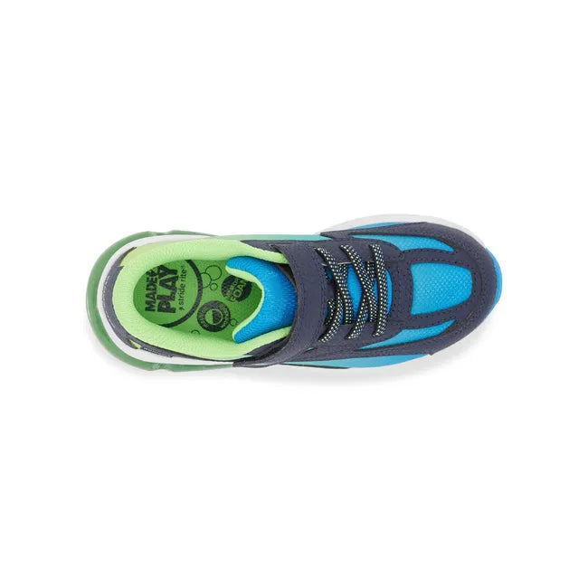 Upper of Stride Rite Toddler Lighted Phantom Sneaker in Blue Green Light Up