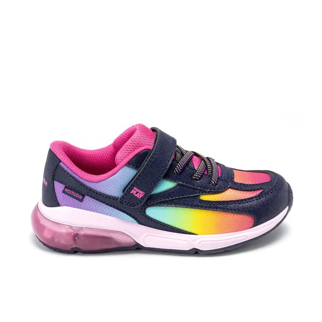 Lateral side of Stride Rite Kids Lighted Phantom Sneaker in Rainbow with Light Up feature