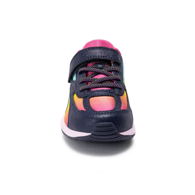 Front of Stride Rite Toddler Kids Phantom Sneaker in Rainbow with Light Up feature