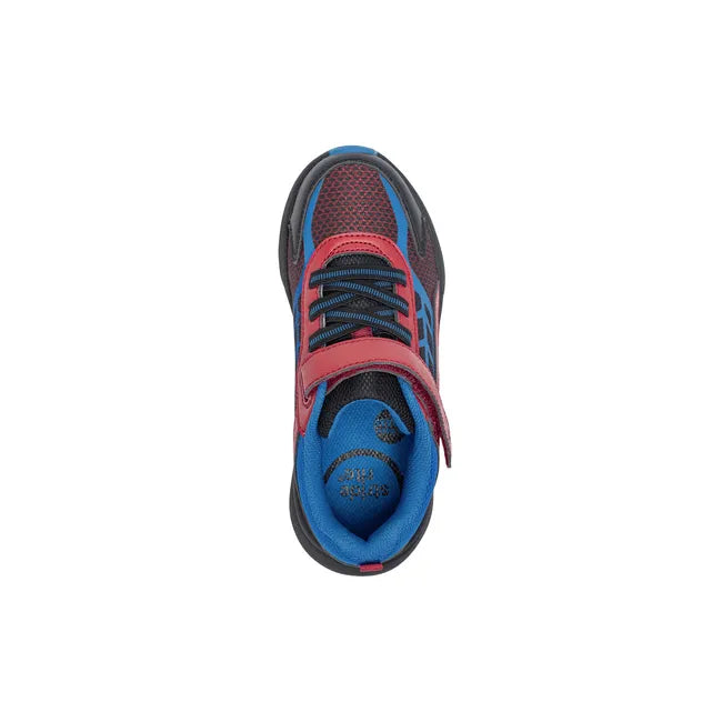 Upper of Stride Rite Toddler Equilibrium Light Up Sneaker in Spiderman Black and Red