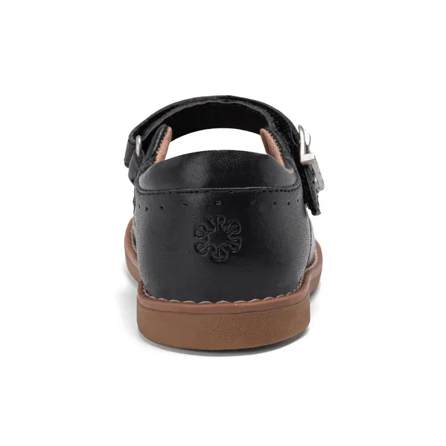 Heel of Stride Rite Kids' Mara Mary Jane Shoe in Black Leather with velcro strap