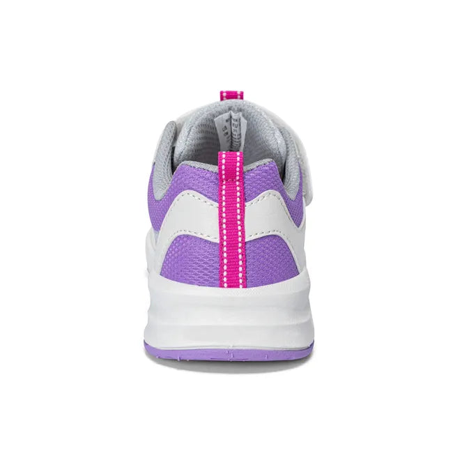 Heel of Stride Rite Kids’ Player 2.0 Sneaker in White Mesh with velcro adjustable strap