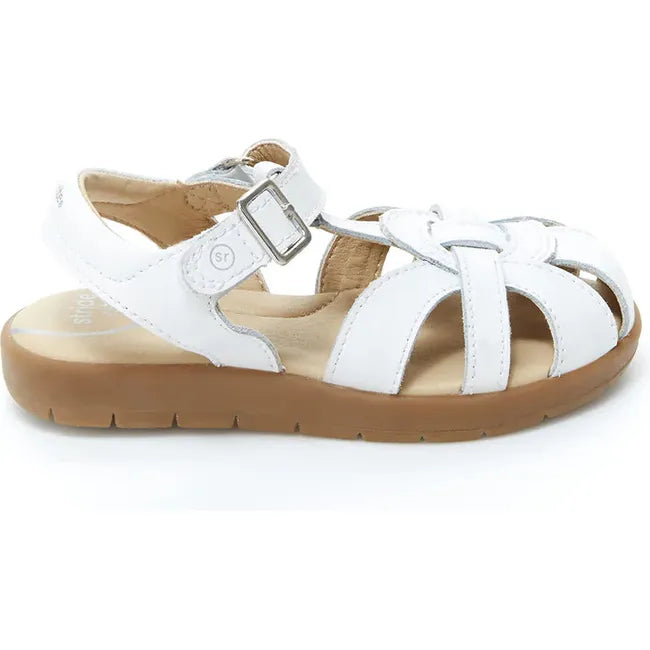 Lateral side of Little Kids Stride Rite Summer Time Closed Toe Sandal in White Leather
