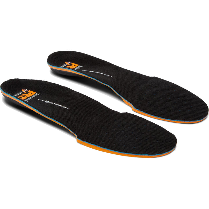 Timberland PRO Anti-Fatigue Technology Footbed in Black/Orange, pair, angled view