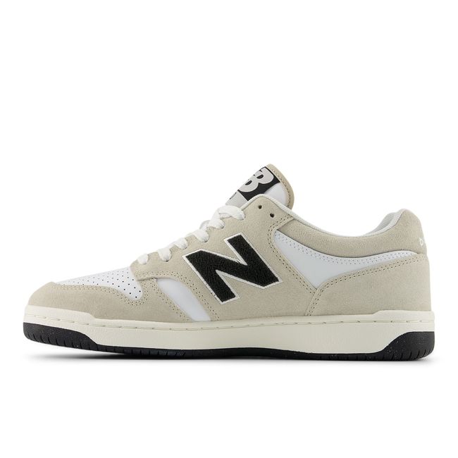 New Balance 480 lifestyle shoe in shipyard and black, medial view.