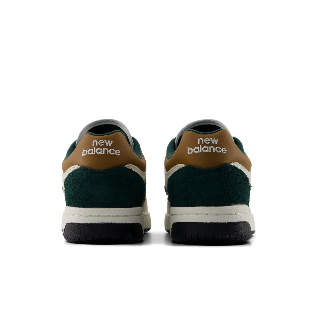 New Balance 480 Lifestyle Shoe in Linen/Nordic Green, rear view