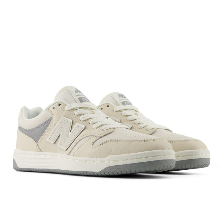 New Balance 480 Lifestyle Shoe in Linen/Sea Salt, three-quarter front view