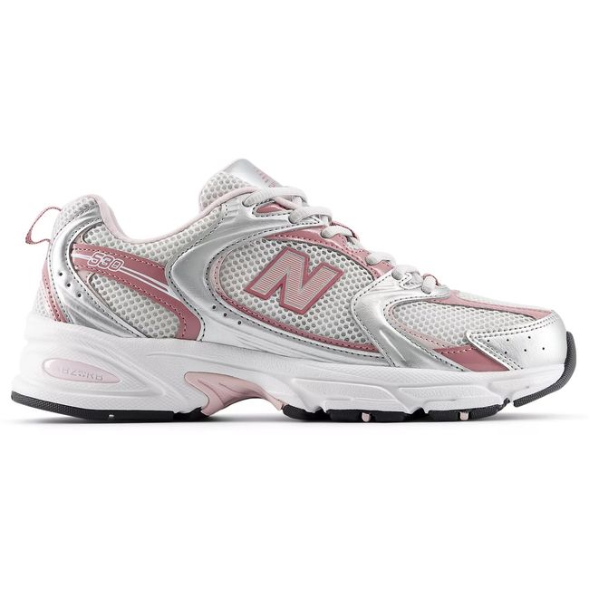 New Balance 530 sneaker in silver metallic, hero view.