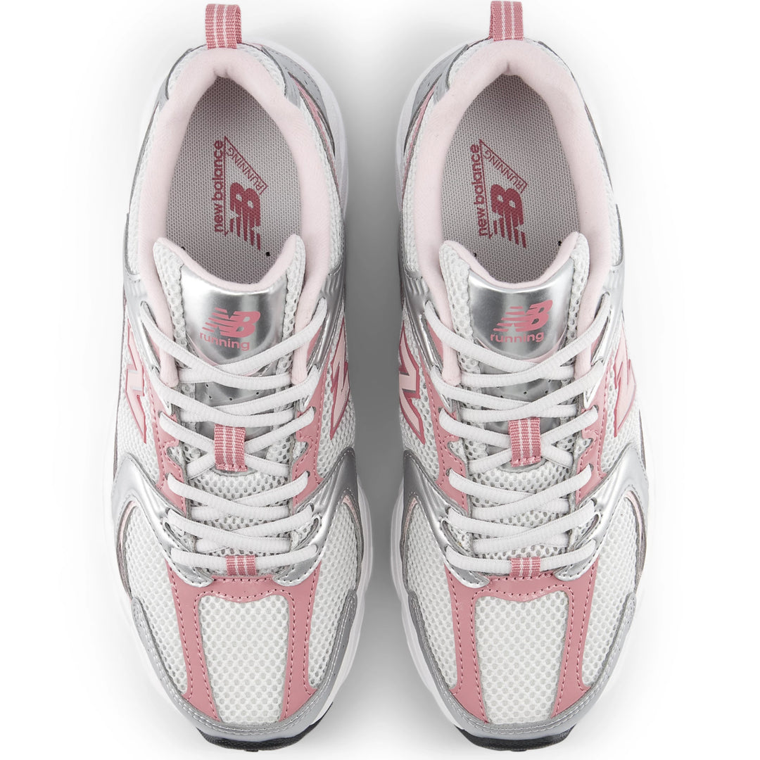 Top of New Balance Unisex 530 sneaker in Silver Metallic